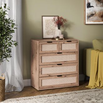 Vicco Aparador Elven, Roble, 79 X 85 Cm Con 5 Cajones, Vicco