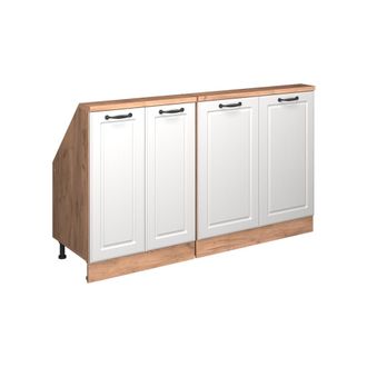 Vicco Armario De Cocina Para Techo Inclinado R-line, Casa De Campo Blanca/roble Dorado, 140 Cm Lote De 2, Vicco