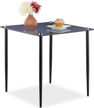 Relaxdays Relaxdays Side Table, H x W x D: approx. 50 x 50 x 50 cm, Square, Glass & Metal, Black