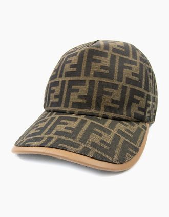 Fendi Mens Fendi Ff Print Baseball Cap Dark Brown - Size: OS