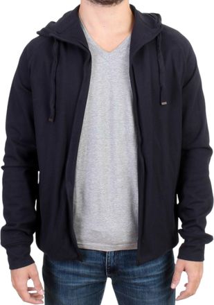 Costume National Mens Hooded Zipup Jacket Knitwear - Navy Cotton - Size EU 50 (Mens)