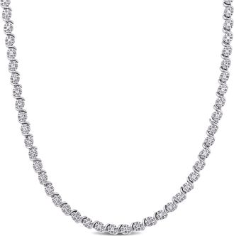 Mimi & Max 1ct TGW Cubic Zirconia Tennis Necklace Sterling Silver - 17 in