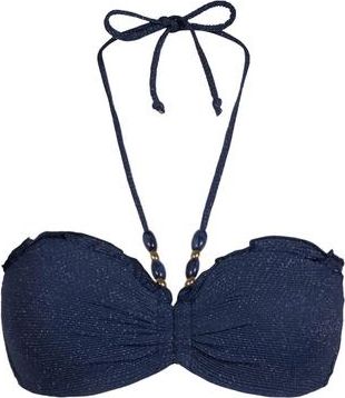 Change of Scenery Alexis Beaded Halter Bikini Bikini Top in Marine Blue Metallic at Nordstrom, Size Medium