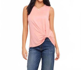 Karen Kane Sleeveless Pick-Up Top In Peach