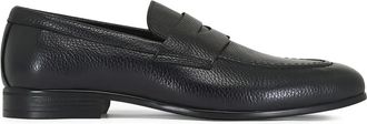 G. Brown grain leather loafers - Black
