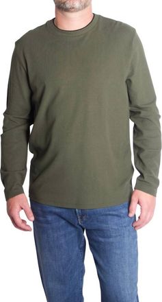 Vince Micro Waffle Crewneck Top In Driver Green