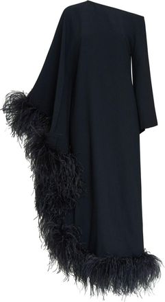 Taller Marmo Ubud Extravaganza feather-trim maxi dress - women - Ostrich Feather/Viscose/Acetate - 40 - Black