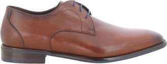 Floris Van Bommel Cognac Leren Veterschoenen - Heren - Veterschoenen - Bruin - 42 1/2 EU - Leer - Schoenen
