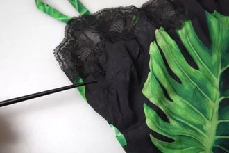 Dolce & Gabbana Black Philodendron Print Silk Camisole Womens Underwear (Pre-Owned)