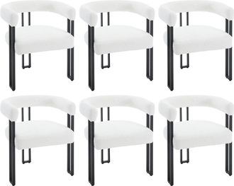 Woltu Woltu - 6x Sillas De Comedor Sillas De Cocina Con Patas De Metal Para Comedor, Chenilla, Crema