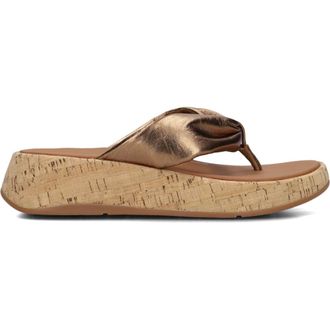 FitFlop Schoenen, Dames, Bruin, 40 EU, Leer, Bronzen Leren Slippers voor Dames
