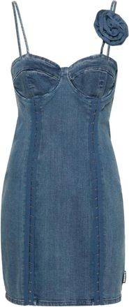 Rotate Blauwe Spaghetti Strap Jurk - Dames - Korte kleedjes - Blauw - S - Katoen - Kleedjes