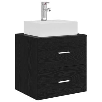vidaXL Vanidad Con Lavabo De Pared Roble Negro 49,5 X 41 X 62,5 Cm Vidaxl