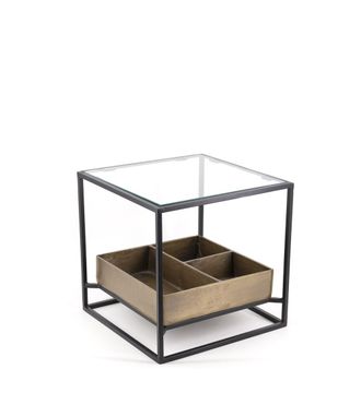 Moycor Mesa de centro de aluminio y cristal anch. 42 cm