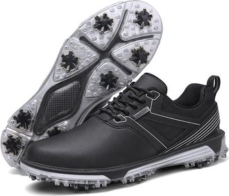 Generic Professional Men & Women Golf Trainers Waterproof Soft Spike Shoes Premium Synthetic Leather Low-Cut Round Toe Suitable for Natural Grass Artificial T