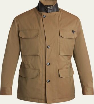 Brioni Mens Wool-Blend Sahariana Jacket