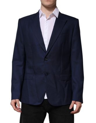 Dolce & Gabbana Blue Wool Single Breasted Suit Coat Mens Blazer