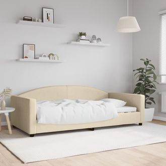 vidaXL Sof&aacute; Cama Sin Colch&oacute;n Tela Crema 100x200 Cm Vidaxl