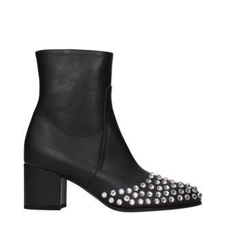 Alaia Black Leather Ankle Womens Boots