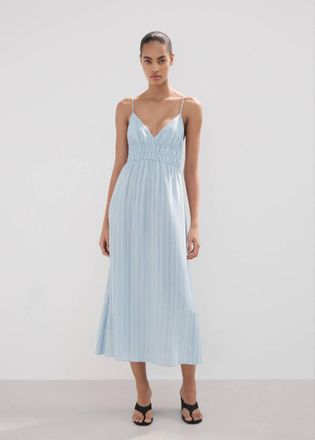 Mango Vestito increspato righe celeste - Donna - XS - MANGO