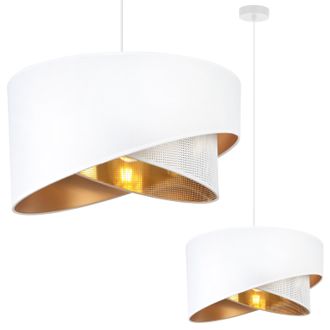 OEM L&aacute;mpara Colgante Asti Inclinada Blanca 1 Pantalla Plana Blanca Dorada Ts