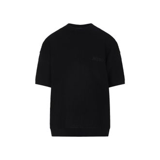 Amiri Black Cotton Crochet Mesh T-Shirt-Uomo