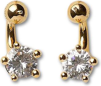 Panconesi Curved 18K Gold Plated Brass Zircon Earrings