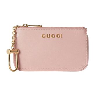 Gucci Accessoires, Dames, Roze, ONE Size, Leer, Script Ritshanger Sleutelhoes