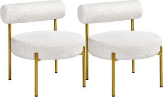 Yaheetech Set 2 Poltrone Relax da Salotto Sedie Imbottita con Schienale Braccioli Poltrona in Tessuto Bouclé per Soggiorno Camera da Letto Design Shabby Chic