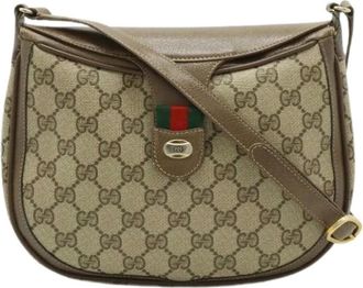 Gucci Pre-owned Cross Body Bags, female, Beige, Size: ONE SIZE Pre-owned GG Plus Pochette Shoulder Bag