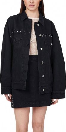 Habitual Boyfriend Studded Trucker Jacket In Black