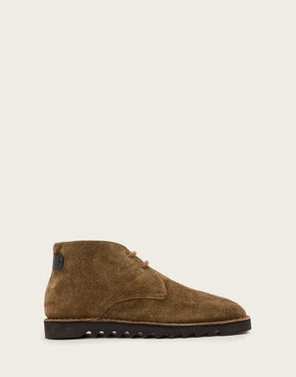 AllSaints Slix scarponcini stringati in pelle testurizzata marrone chiaro-Rosso