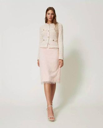 Twin-Set Jacquard Boucle Woven Skirt In Cupcake Pink