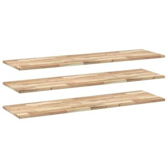 Berkfield Home Floating Shelves 3 pcs 160x40x2 cm Untreated Solid Wood Acacia in Brown | Size: 160 x 40 x 2 cm