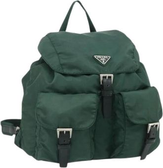 Prada Pre-owned Backpacks, female, Green, Size: ONE SIZE Pre-owned Vintage Nylon Backpack