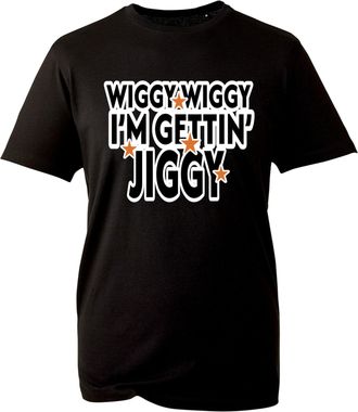 Generic Gettin Jiggy Funny Retro Party T-Shirt - Wiggy Wiggy Graphic Tee with Stars 90s Style Dance Vibes Shirt for Adults (Black, 2XL)
