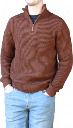 Dakota Grizzly Angelo 1/4 Zip Long Sleeve Sweater In Chestnut Shell