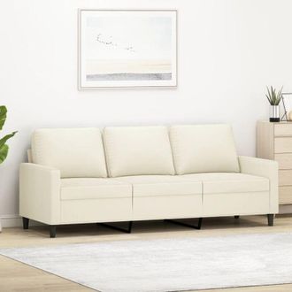 vidaXL Divano a 3 Posti Crema 180 cm in Velluto - Vidaxl