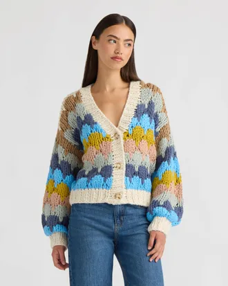 NVLT Womens Chunky Hand Knitted Cardigan