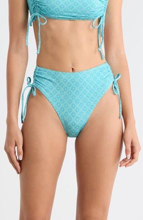 Rip Curl Moon Geo High Waist Bikini Bottoms in Blue at Nordstrom, Size Xx-Small