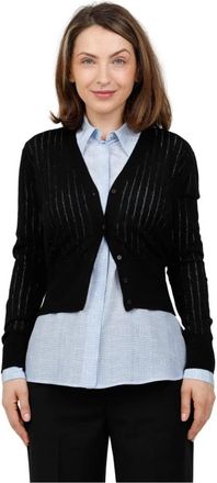 Max Mara Wollen en zijden vest met bloemenponsbewerking en strassdetails - Dames - Vesten - Zwart - L - Wol - Truien & Vesten