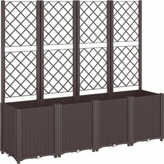 vidaXL Jardinera Con Enrejado Pp Marr&oacute;n 160x40x140 Cm Vidaxl
