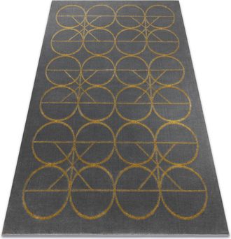 RugsX Rugsx - Alfombra Emerald Exclusivo 1010 Glamour, Elegante Circulos Gris / Oro Grey 120x170 Cm
