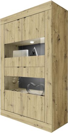 Inosign Vitrine »Basic Höhe 162 cm, Standvitrine mit 4 Türen - Metallgriffe,« Stauraumvitrine in moderner Rahmenoptik, Hochschrank, Anrichte