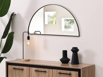 Vente-Unique Half-Circle Design Metal Mirror - W.50 X H.100 Cm - Black - GAVRA