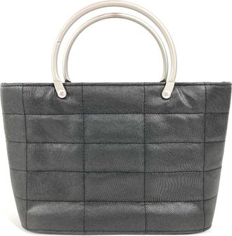 Chanel Chocolate Bar Gray Nylon Handbag Tote Bag (Pre-Owned)