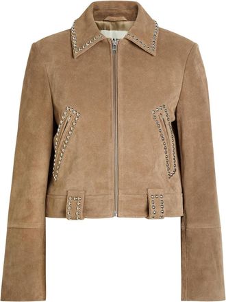 Staud Hugo Stud-embellished Suede Jacket - Beige - S (UK8-10 / S)
