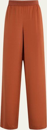 Lafayette 148 New York Riverside Wide-Leg Stretch Silk Pants
