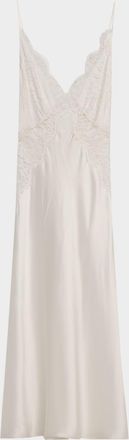 Christine Lingerie Backless Lace & Silk Charmeuse Nightgown