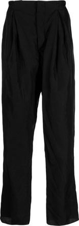 SAPIO pleat-detail straight-leg trousers - unisex - Cotton/Cupro - 48 - Black